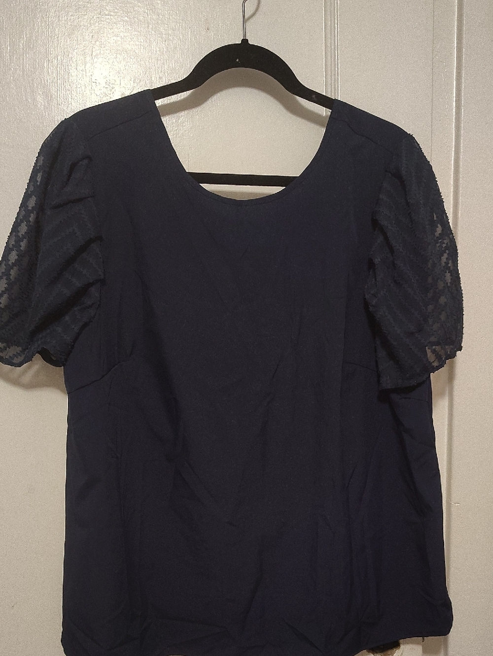 Navy Puff Sleeve Blouse